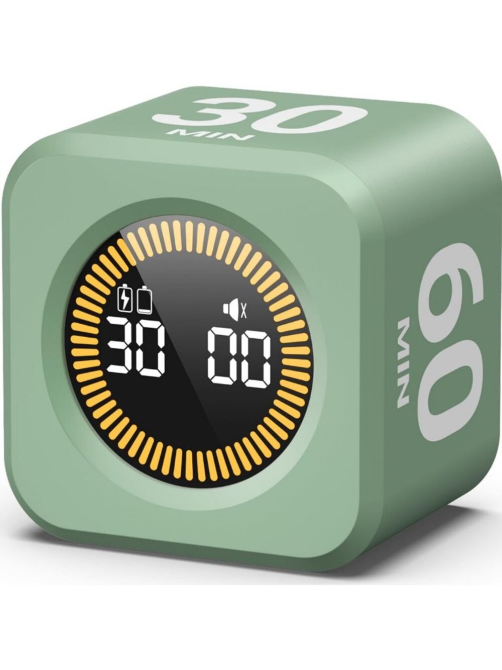Visual Pomodoro Timer Cube with LED Countdown, Silent Flip, 5/10/30/60 Min